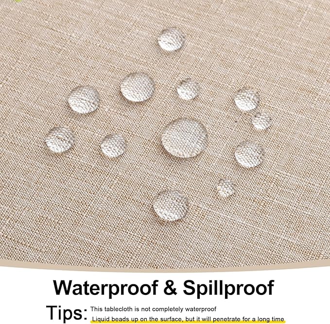 Smiry Rectangle Table Cloth Linen Textured, Waterproof Spillproof Anti-Wrinkle Burlap Tablecloth, Washable Decorative Fabric Table Cover for Dining, Party, Banquet, 54 x 78 Inch, Linen