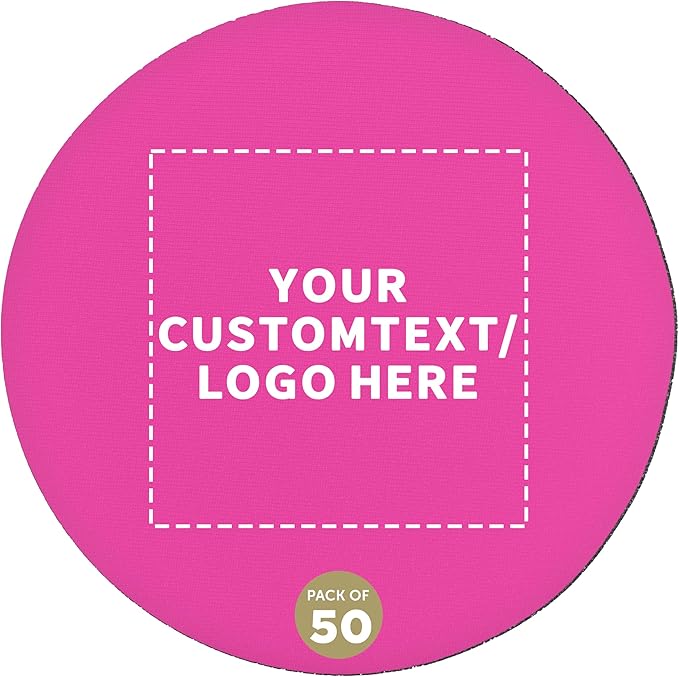 50 Round Foam Bud Coasters Pack, 4 inch - Customizable Text, Logo - PU Foam, Party Favor - Neon Pink