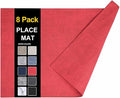 homing Faux Leather Heat Resistant Placemats 8 Packs, Waterproof Wipeable Dining PU Place Mats for Indoor & Outdoor, Easy to Clean, Red