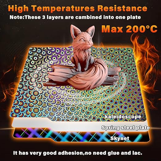 New Upgraded H1H Build Plate for Bambu Lab A1/X1C/X1/X1E/P1P/P1S/P2S 3D Printer, Smooth Kaleidoscope+Smooth Skynet Spring Steel Plate Flexible Plate 257x257mm for Bambu 3D Printers