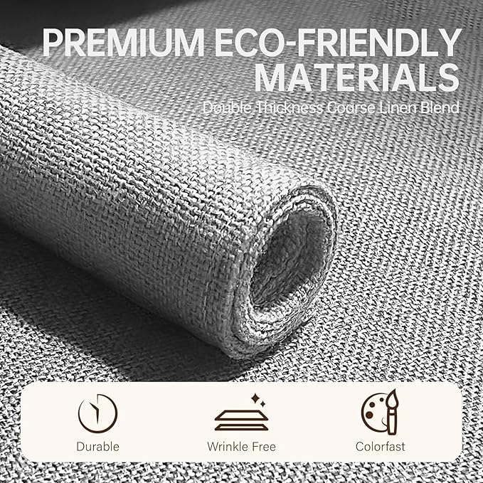 Blue Forest Placemats Set of 6, Dual-Layered Thickened Faux Linen Table Mats Heat Resistant Machine Washable Wrinkle Free Place Mats for Kitchen Dining Outdoor/Indoor (Cream Beige)