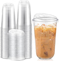 Baderke 50 Pcs Plastic Cups with Sip Lids Round Bottom Disposable Plastic Coffee Cups with Lids Clear Strawless Crystal Mugs for Iced Coffee Smoothie Cold Beverage Party Catering Supplies (18 oz)