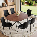 Round Dining Table Set for 6｜42"-54" Extendable Dining Room Table Set｜Wooden Kitchen Table with 6 Chairs｜Mid Century Modern Dinner Table Set with Cross Legs｜Easy Assembly｜Space Saving
