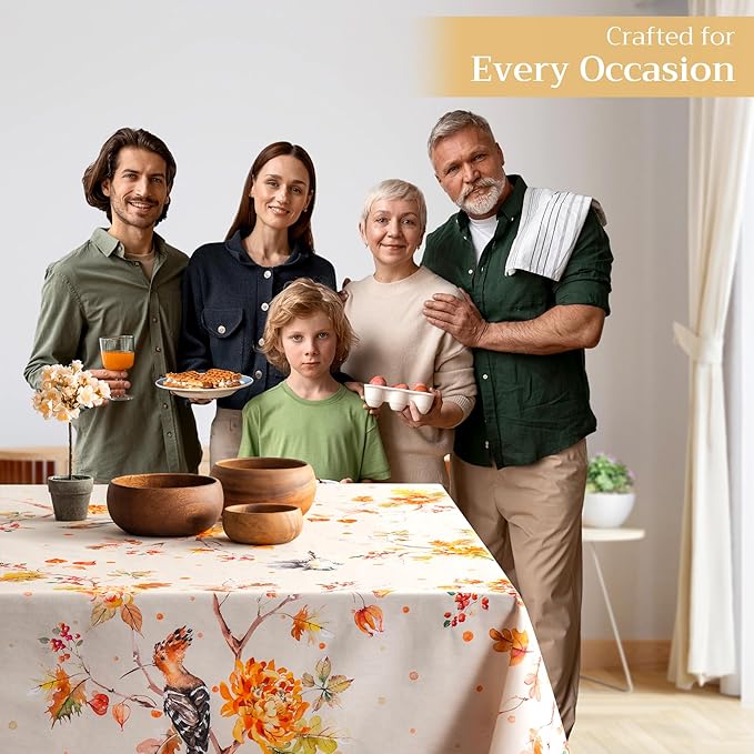 Maison d' Hermine Table Cloth Square Table 100% Cotton 54 x 54 Inches Fall Tablecloth Reusable Everyday Use for Thanksgiving Christmas Decorations Dining Farmhouse Party (Kelim - Prairie)