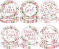 60 Pcs 7 Inch Baby Shower Paper Plates Girl Pink Floral Baby Shower Plates Decorations Sweet Tableware It's a Girl Party Supplies Favors for Gender Reveal Theme Party