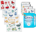 Graco Baby Disposable Stick-On Placemats, 40 Sheets with Assorted Designs, 12" x 18", Adhesive Table Mats for Mealtime, Home & Restaurant Use, Eco-Friendly