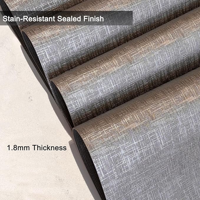 Set of 4 Faux Leather Placemats, Dual‑Sided Non‑Slip Vinyl Placemats, Washable Table Mats, Wipeable Metallic Dining Mats for Kitchen and Dining