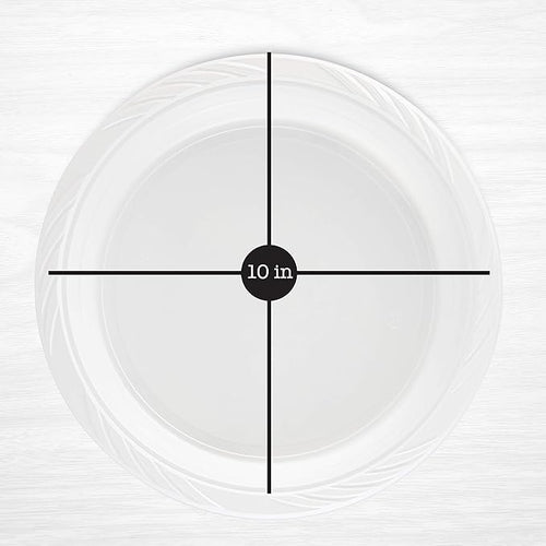 400 Count Disposable 10 Inch White Plastic Dinner Plates Extra Large