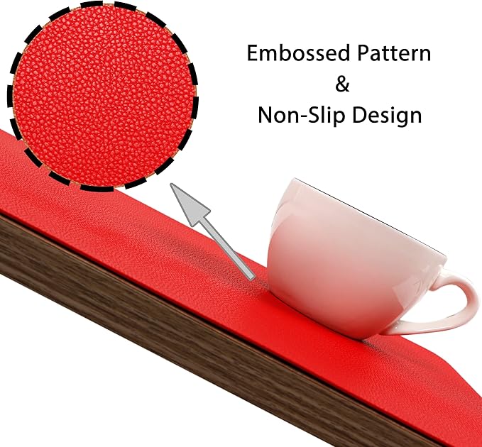 Jovono Wipeable Leather Table Mats, Waterproof Heat-Resistant, Easy to Clean, Set of 6, Red