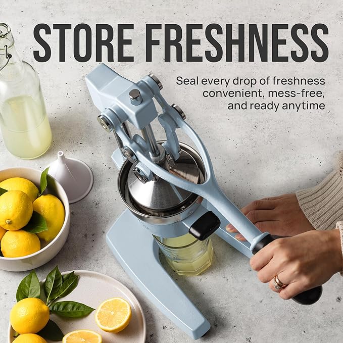 Zulay Kitchen Cast Iron Juicer - Easy-to-Clean Heavy-Duty Manual Juicer, Professional Citrus Juicer - Stainless Steel Lemon Squeezer - Manual Citrus Press & Orange Squeezer - Orange Juicer