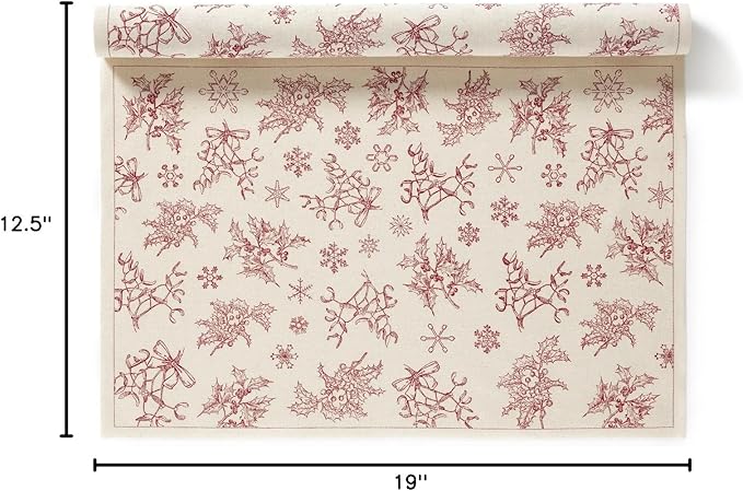 MY DRAP Placemats 48 x 32 cm / 19" x 12.5" - (6 Per Roll, Recycled Cotton Natural Classic Xmas)