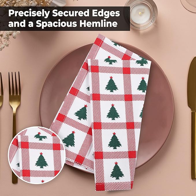 Urban Villa Cloth Napkins Set of 12(20x20)100% Cotton Dinner Napkins Cloth Washable Soft Durable Reusable Absorbent Napkins Ideal for Farmhouse Parties Hotel Lunch Restaurant Dinner Napkins-Tree Print