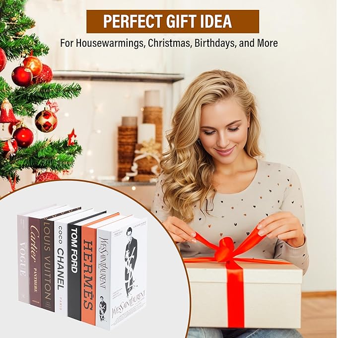 Suite Large | 7 PCS Faux Decorative Books for Home Decor | Not Real Books (Cardboard Boxes) | Coffee Table, Bookshelf & Shelf Styling Display Props for Living Room, Office