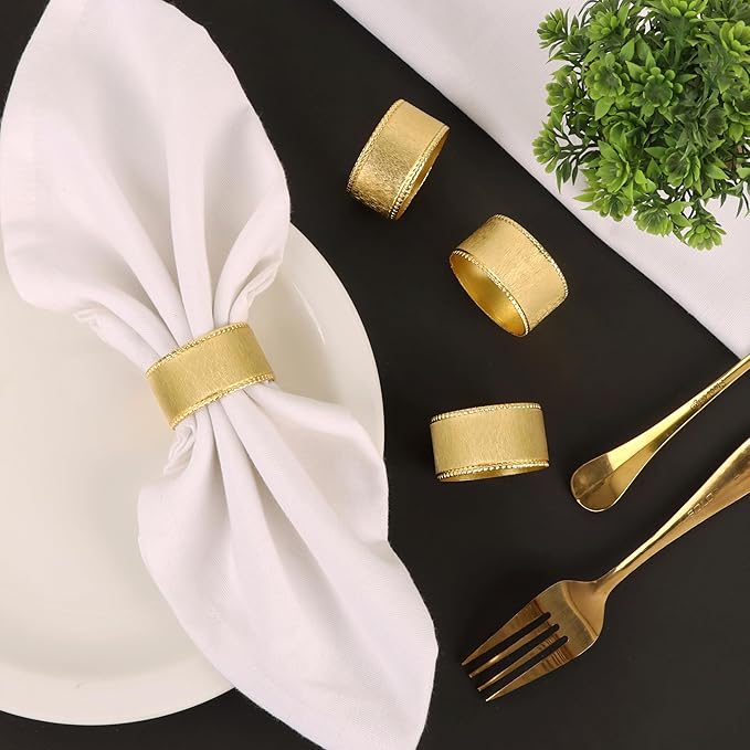 Napkin Holders for Cloth Napkins Round Serviette Rings Napkin Ring Gold Napkin Rings Set of 12 Metal Napkin Rings Dinner Thanksgiving Wedding Christmas Party Kitchen Table Decoration - CLEENTABLE
