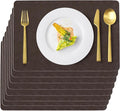 Vinyl Placemats Set of 8 Faux Leather 100% Waterproof Wipeable Washable Place Mats Heat Resistant Easy Clean Non-Slip Table Mats for Indoor Outdoor. (8,Coffee)