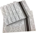 Gugrida Silver Placemats Dining Table, Heat-Resistant Placemats Stain Resistant Anti-Skid Washable PVC Table Mats Woven Vinyl Placemat, Set of 6