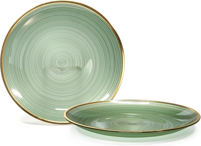 " OCCASIONS " 120 Plates Pack,(60 Guests) Premium Wedding Party Disposable Plastic Plates Set -60 x 10'' Dinner + 60 x 7'' Salad/Dessert (Belize in Green & Gold)