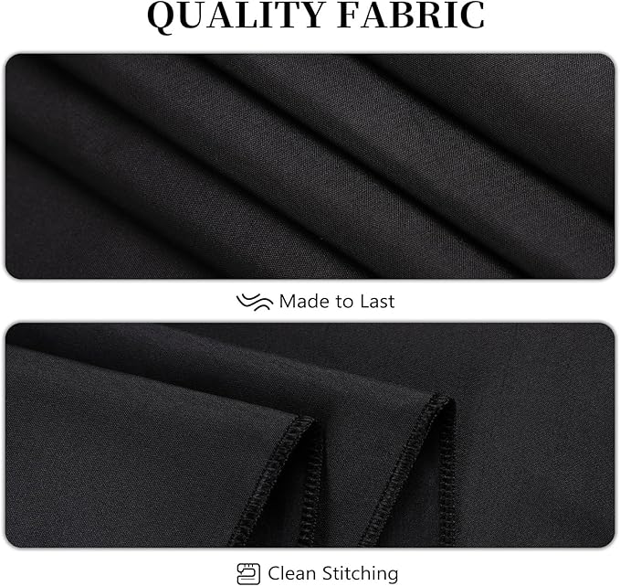 8 Pack Black Tablecloth 90 x 156 Inch Rectangular Table Cloth for 8 Foot Rectangle Tables, Wrinkle Resistant Washable Polyester Fabric Table Covers for Wedding Party Banquet Buffet and Camping