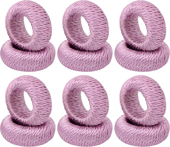 ALPHA Living HOME Napkin Rings for Dinner Table Set of 12 - Handmade Rayon Farmhouse Table Decor, Boho Chic Wedding Accessories, Holiday Party Decor, Dining Table Setting (Purple)
