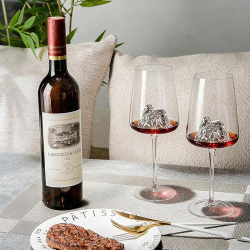 16oz Wine Glasses Set of 1,Unique Mountain Wine Glasses for Red Wine, White Wine Glasses,Suitable for Anniversary Party, Wedding and Home，Single Pack