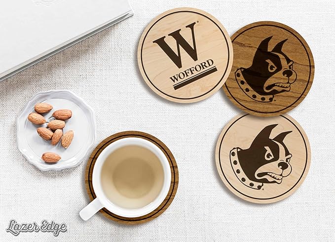 LazerEdge Wofford Terriers Wooden Coaster Set - Maple Wood - Officially Licensed Product - 4-Pack