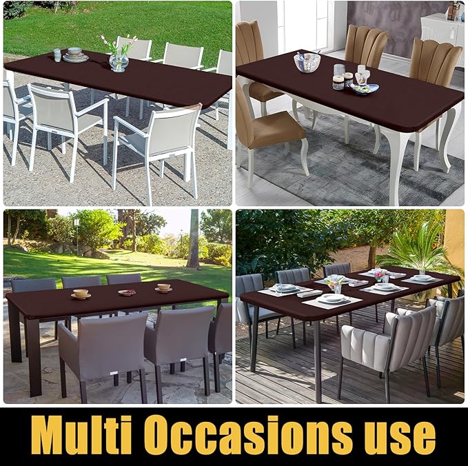 Smiry Rectangle Picnic Table Cloth, Waterproof Elastic Fitted Tablecloths for 4 Foot Tables, Washable Polyester Table Cover for Camping, Indoor and Outdoor (Coffee, 30"x48")