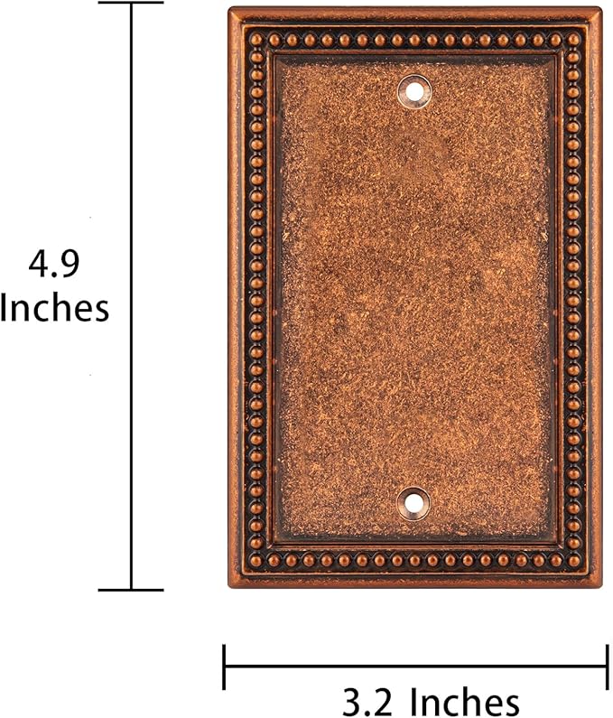 Henne Bery Raised Pearls Decorative Wall Plate Switch Plate Outlet Cover (Single Blank 2PK, Sponged Copper)