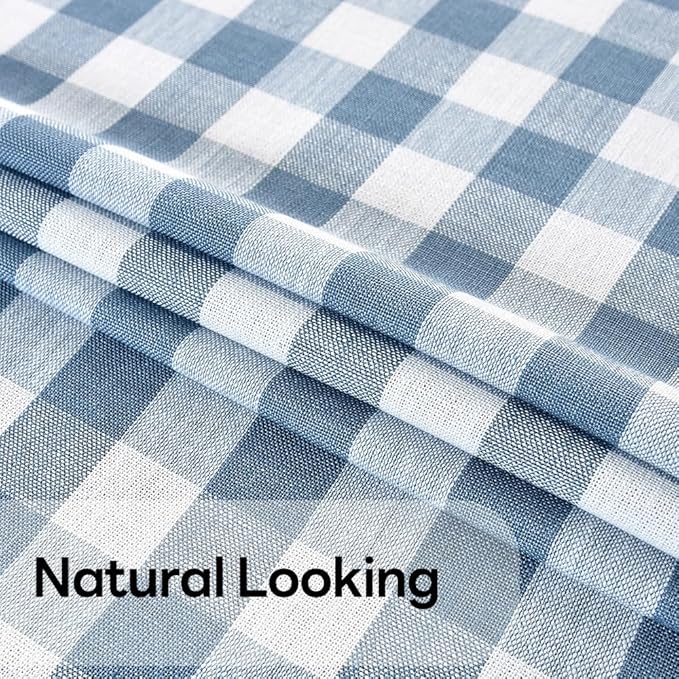 Gingham Tablecloth Rectangle Table Cloth Heavy Duty Cotton Checkered Table Cover for Spring Picnic Kitchen Dining(C-Sky Blue, 52x120 inch)