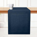 D'Moksha Homes Linen Navy Blue Table Runner 132 Inches Long - 100% Pure Linen Extra Long Table Runner 14 x 132 Inch for Easter - Machine Washable