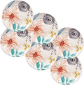 Bico Blossom Symphony Appetizer Plates Set of 6, 6 Inch Small Ceramic Dessert Plates for Snacks, Salad, Tablescape, Microwave and Dishwasher Safe, Gift for Housewarming and Thanksgiving