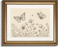 InSimSea Gold Picture Framed Wall Art, Vintage Butterflies Nursery Wall Decor, Neutral Wildflowers Botanical Canvas Print Art, Home Farmhouse Decor, Antique Paintings with Frame 13x16inch