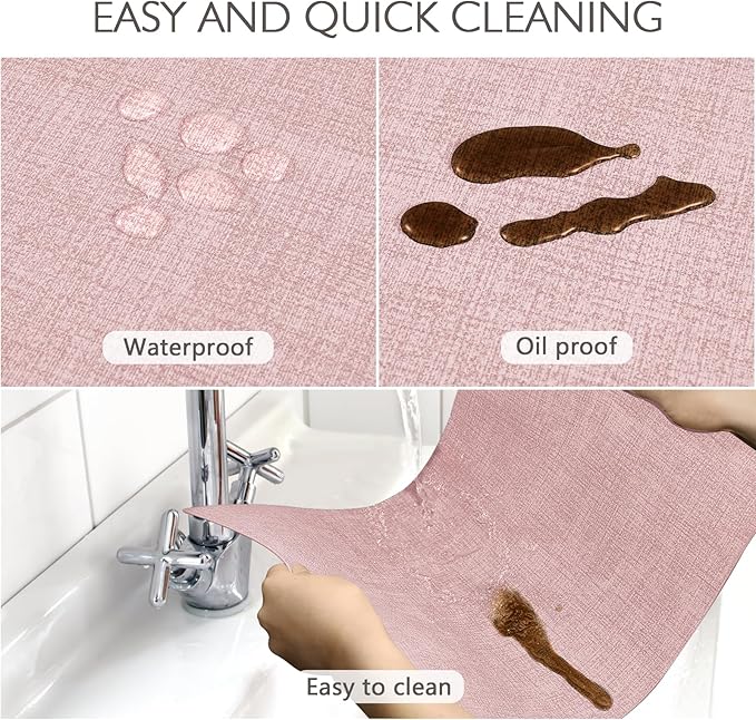 Faux Leather Placemats Set of 4 Washable PU Table mats for Kitchen Table - Heat Resistant, Waterproof, Easy Clean, Anti Slip 11.8" x 17" (Pink-4 Pack)
