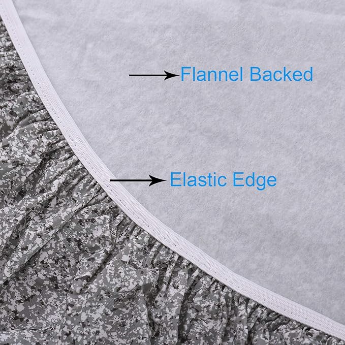 Walrus Round Vinyl Fitted Tablecloth with Flannel Backing Elastic Edge Design Table Cover Waterproof Oil-Proof PVC Table Cloth Stain-Resistant Best for 37"-44" Round