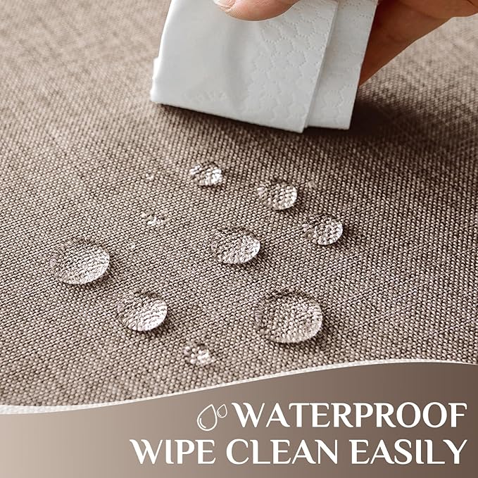 Softalker Large Tablecloths Rectangular 60x104 inch Faux Linen Table Cloth Outdoor Waterproof Stain and Wrinkle Resistant Table Cover for 6/8 Foot Rectangle Dining Table for Party Graduation, Brown