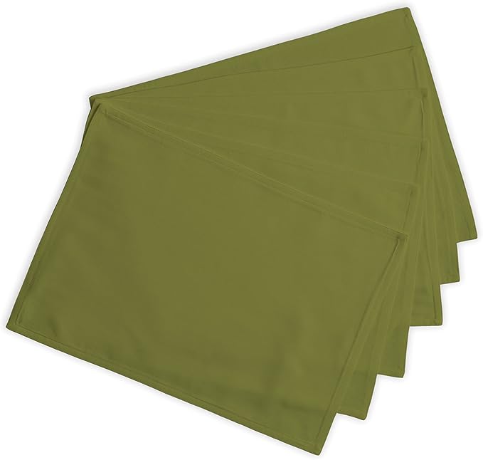 Calicot Placemats Set of 6 100% Cotton Washable Cloth Place Mats, Reusable Table Mats for Spring/Summer & Thanksgiving Christmas Decorations Kitchen Dining Party Wedding (Sap Green, 13" x 19")