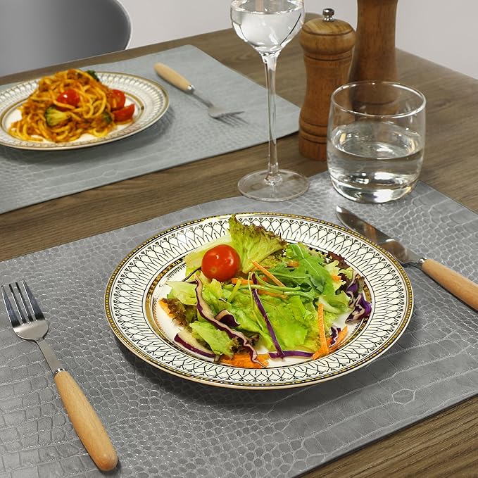 Set of 6 Faux Leather Placemats, PU Table Mats, Waterproof, Stain Resistant, Heat Resistant, Easy to Clean for Kitchen Dining Table,Conference Table