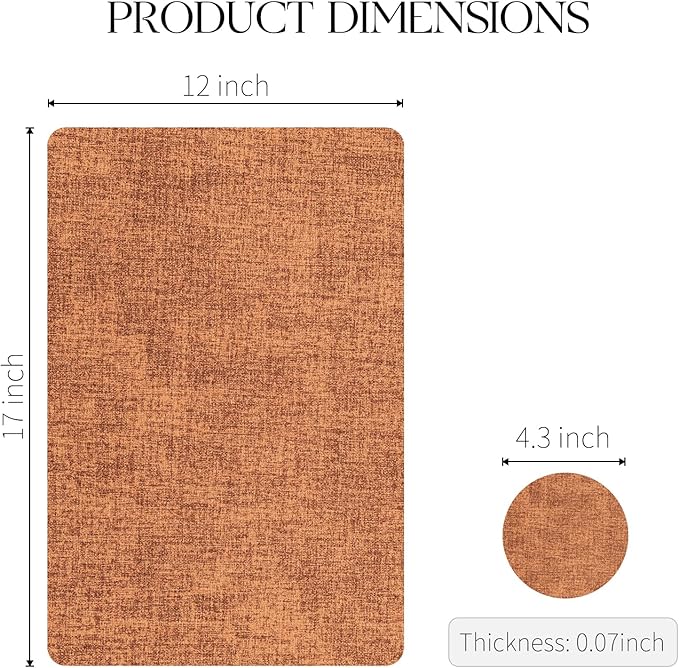 MOSAYT Faux Leather Placemats Set of 6, Heat Resistant Wipeable Washable Vinyl Place Mats with Coasters, Waterproof Oil Proof Table Mats for Kitchen Dining Party Indoor Outdoor, 12" x 17", Orange