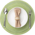 Round Placemats Set of 4 Woven Placemats Washable Braided Table Mats for Dining Table Heat Resistant Non-Slip Circle Place Mats(Green)