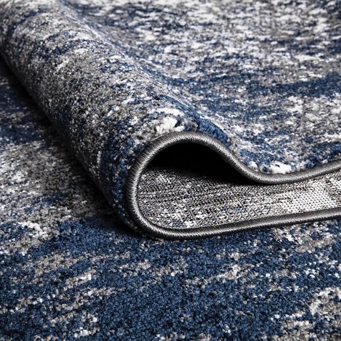 Keen Home Design Area Rugs - 10x14 Non-Shedding, Abstract Rugs for Kitchen, Living Room, Bedroom, Dining Room, Entryway - Size: 9'10" x 14', Navy/Grey/White