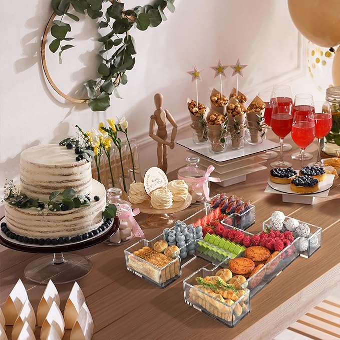 11" Acrylic Letter Charcuterie Tray, Charcuterie Letters Fillable Box for Food, Reusable Serving Cake Candy Dish Display Tray for Birthday Anniversary Party Decoration (Letter H)