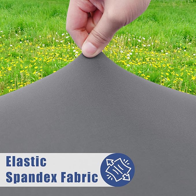 Round Spandex Tablecloth, Elastic Fitted Waterproof Tablecloths for 25"-30" Tables, Stretch Washable Picnic Table Cover for Camping, Dining, Indoor and Outdoor, Grey
