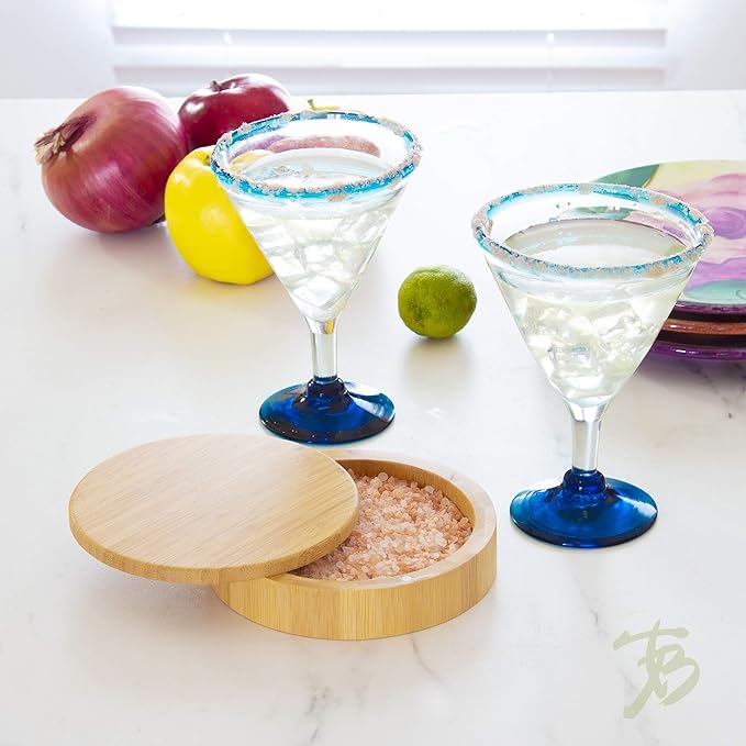 Totally Bamboo Margarita Salt Rimmer – Eco-Friendly Bamboo Glass Rimmer with Swivel Lid and Magnetic Closure | Cocktail Bar Tool for Margaritas and More