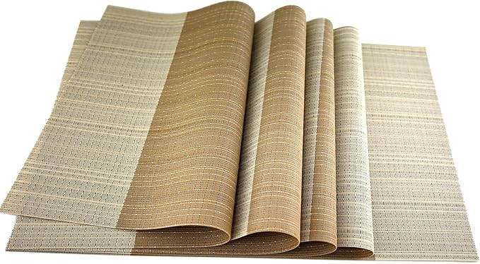 Gugrida Vinyl Grey Florals Placemats Heat Resistant Dining Table Mats Non-Slip Washable Place Mats Set of 6