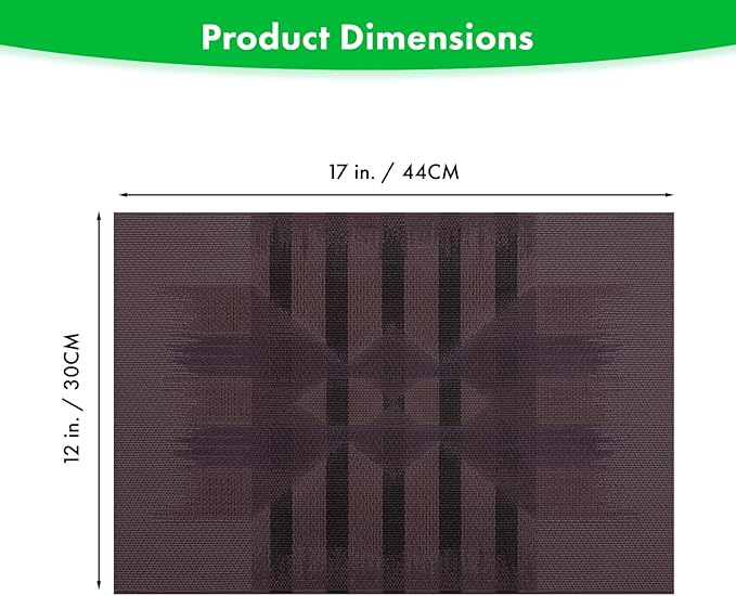 Winknowl Placemats Set of 6, Heat Resistant Stain Resistant Woven Vinyl Insulation Place mats, Durable Washable Elegant Table Mats for Kitchen Dining Table Decor (Geometric Purple)