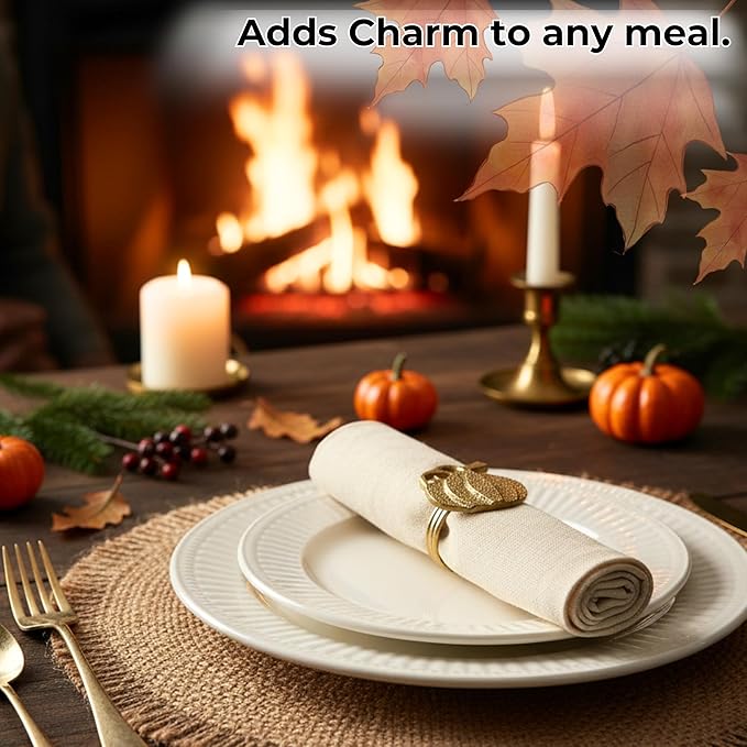 ALPHA Living HOME 12 Pcs Antique Gold Metal Napkin Rings Pumpkin Shape 1.5 Dia. Round Serviette Rings Fall Decor Thanksgiving, Wedding, Dinner Table Decoration Durable Serviette Holders
