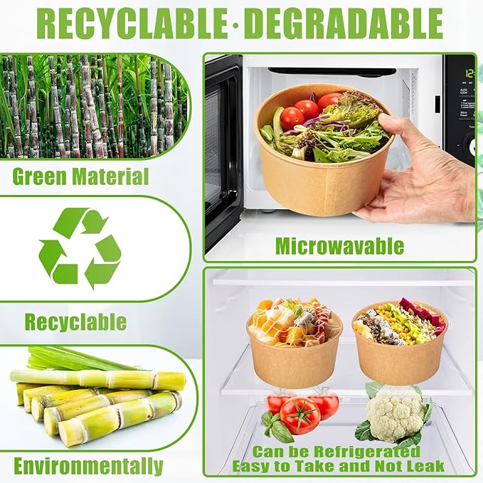 Large Paper Bowls,80Pcs 30 Oz Disposable Soup Bowls Bulk,Kraft Paper Salad Bowl,Round Disposable Paper Bowls,Paper Soup Bowls for Hot/Cold Food Soup Salad