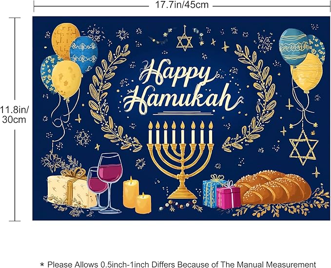 Hanukkah Placemats Set of 4 Washable Table Place Mats for Dining Kitchen Party Decor
