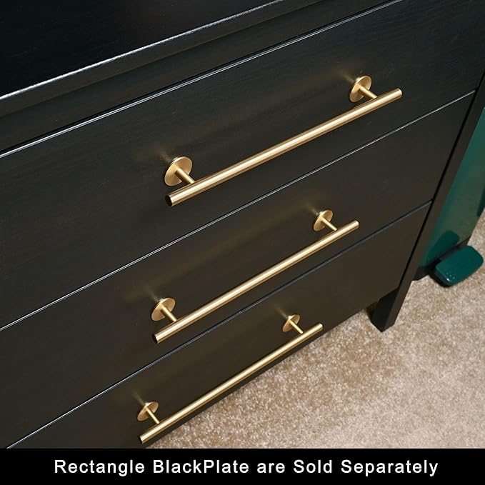 QOGRISUN 10-Pack Solid Brass Cabinet Knobs Back Plates, Rounded Ring Cabinet Pulls BackPlates,1.25-Inch Diameter, Cabinet Hardware, Brushed Brass Finish