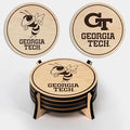 LazerEdge Georgia Tech Yellow Jackets Wooden Coaster Set - Maple Wood - Officially Licensed Product - 4-Pack