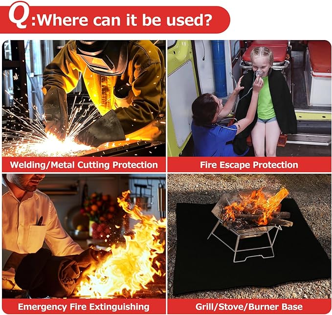Matace Welding Blanket Fireproof 4x6 Feet Carbon Felt Soldering Mat & Pad, 5mm Flame Retardant Fabric, Heat Shield for Brazing, Automotive Repair, Grill & Smoker, HVAC Plumbing, Black